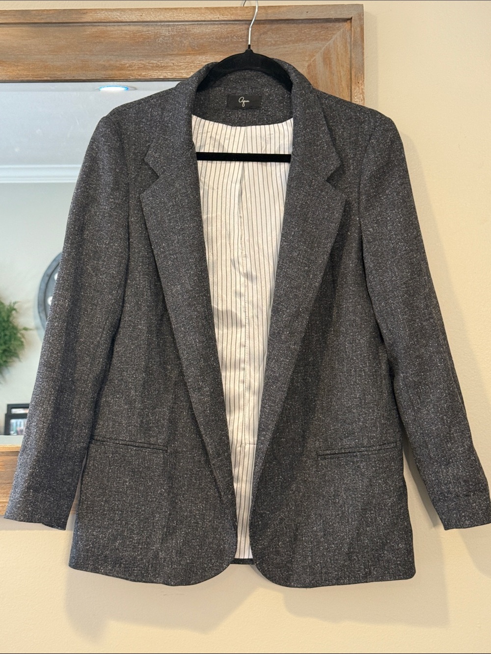 Aqua Charcoal Gray Single-Breasted Blazer